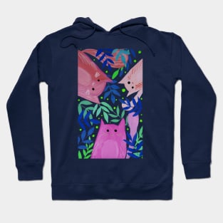 Cats and branches - blue and pink Hoodie